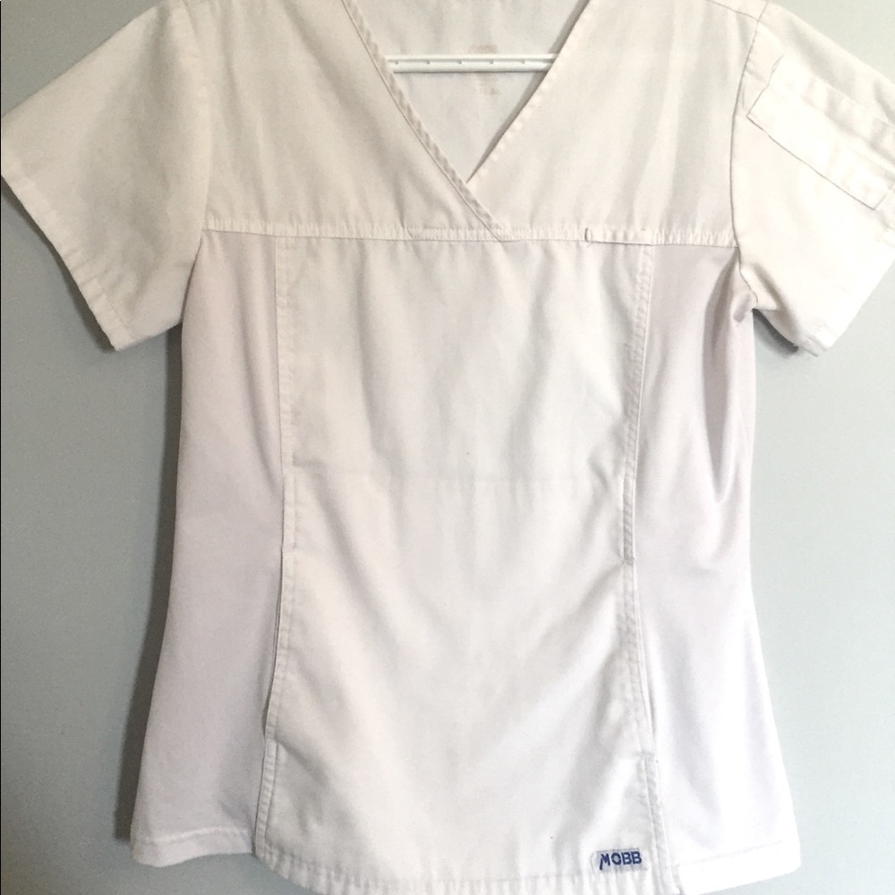 White scrub top